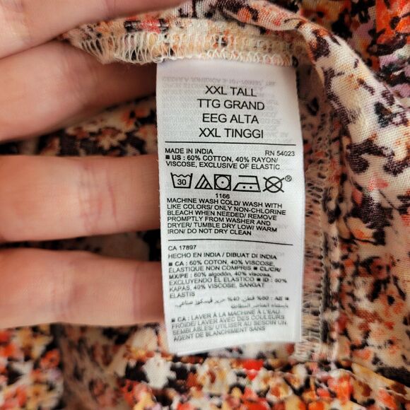 Old Navy Womens Blouse Size XXL Tall Floral Boho Textured Swiss Dot Long Sleeves - Picture 6 of 9